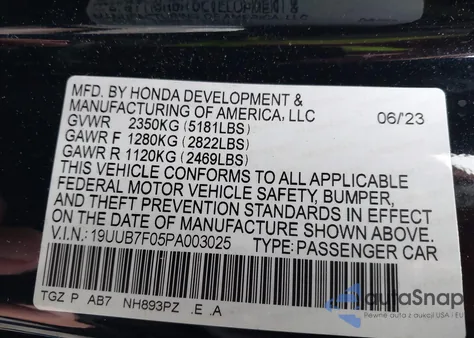 2023 Acura Tlx Type S/Type S Pmc Edition z USA, uszkodzony, nr VIN 19UUB7F05PA003025